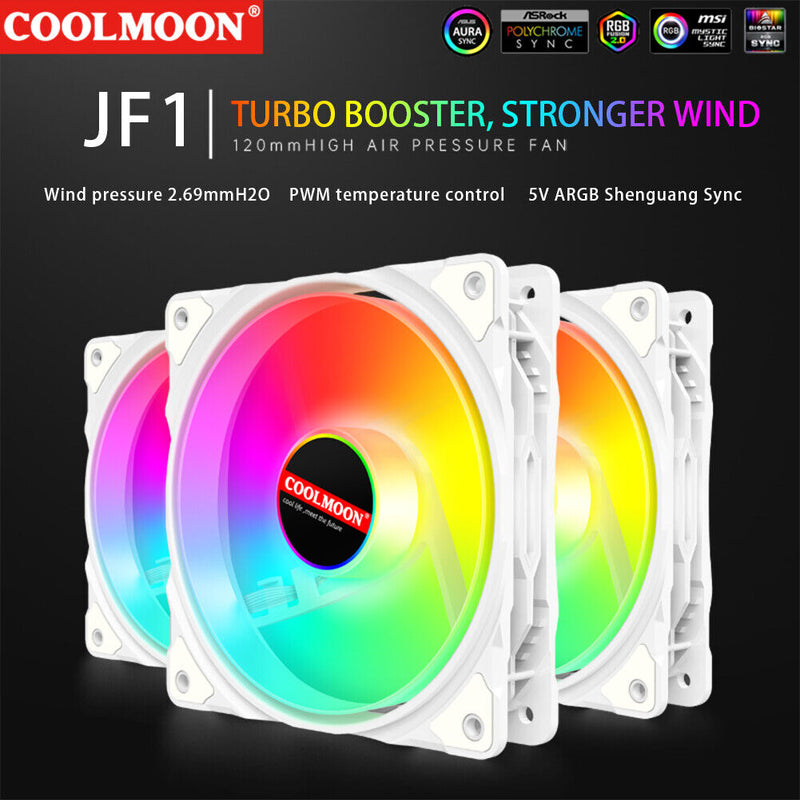COOLMOON Case Fan Aura Sync Cooler Radiator 4Pin PWM Silent Computer Accessories