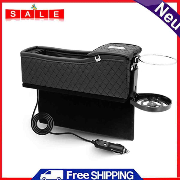 Universal Car Seat Crevice Storage Box Charger Center Dual USB Cup Rack Console