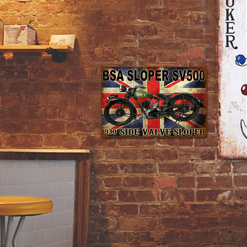 Retro Motorcycle Iron Painting Square Metal Sign Plaque Wall Posters Decor