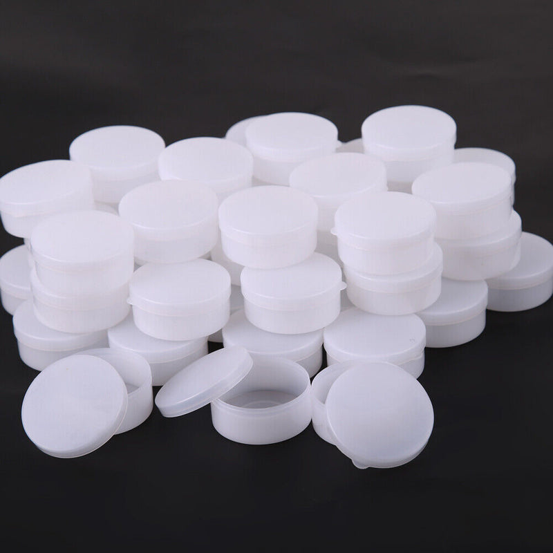 50pcs White Plastic Cosmetic Sample Container 10 Grams Jars Pot Glover