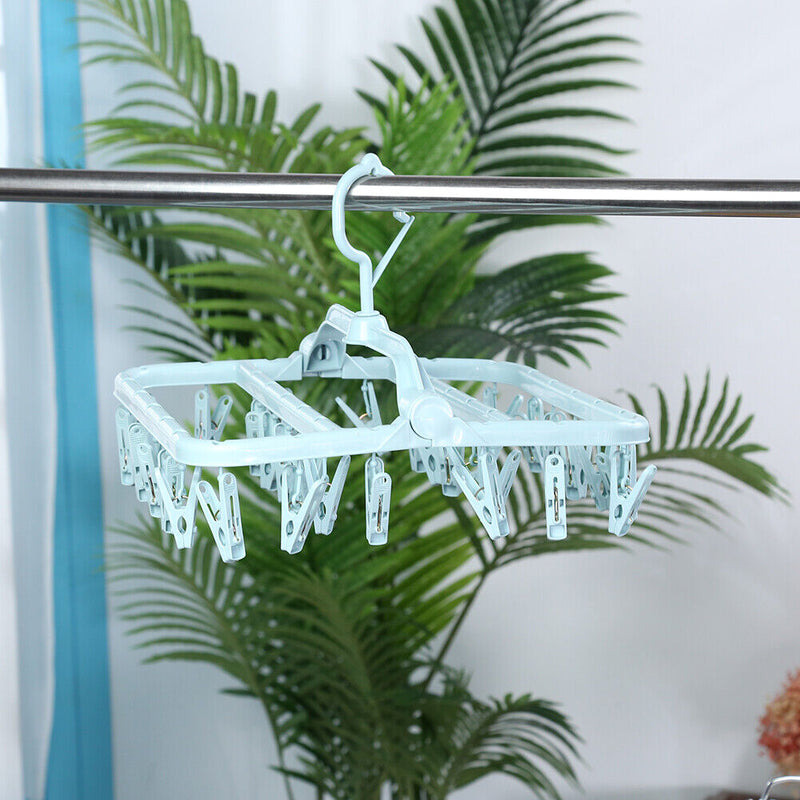 32 Clips Portable Socks Hanger Rack Multi-function Drying Storage Hangers Hol