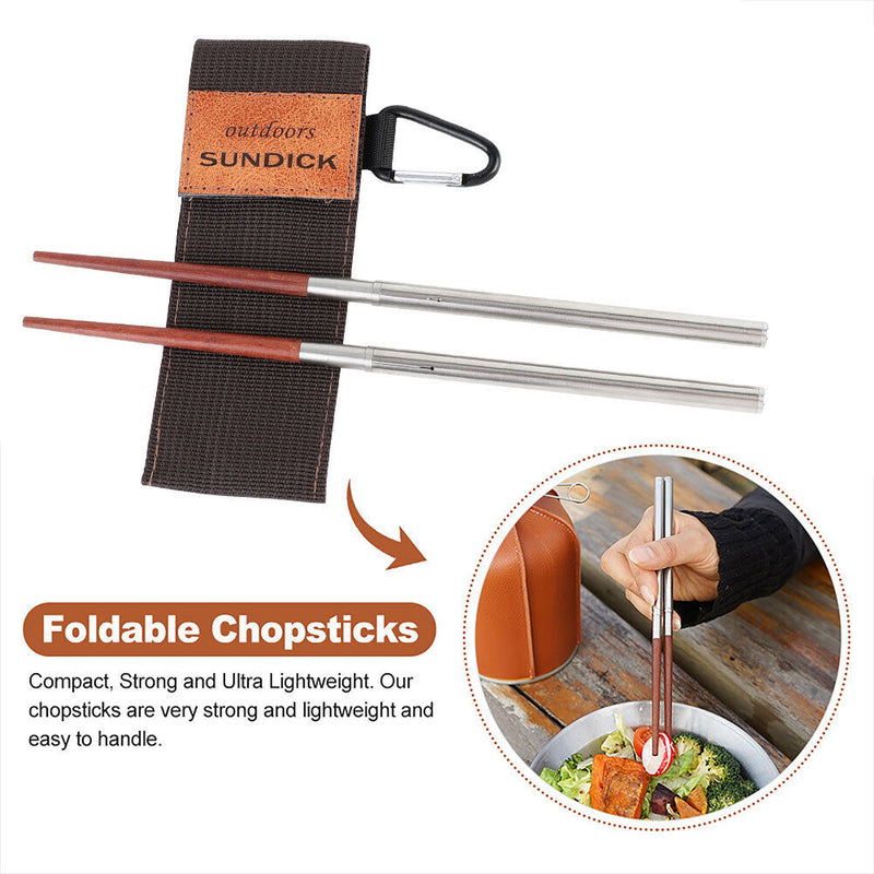 Foldable Chopsticks, Detachable Collapsible Wood Chopsticks with Storage Ba