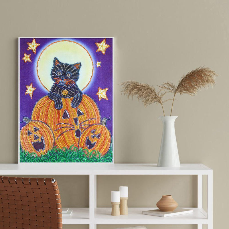 5D DIY Special Shaped Diamond Painting Pumpkin Cat Embroidery Mosaic Kits