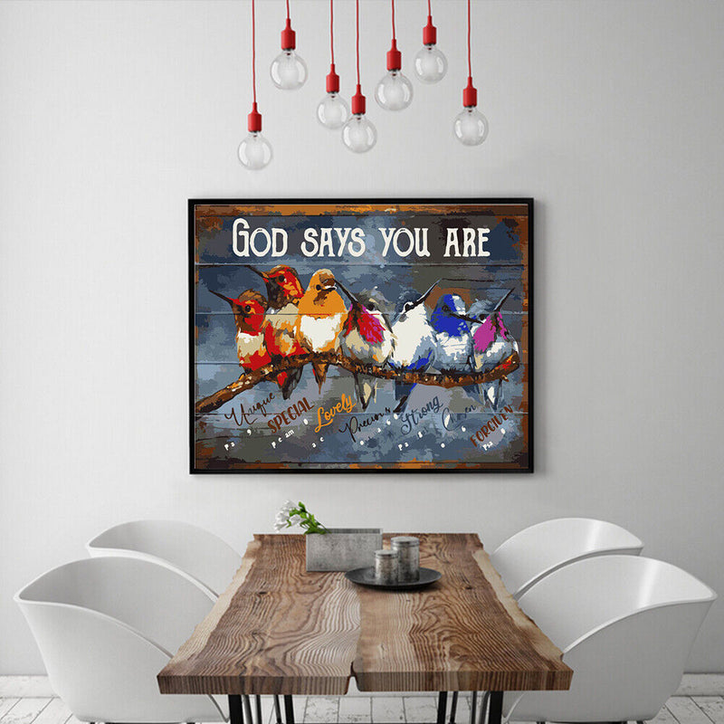 Words Bird Oil Paint By Numbers Kit DIY Drawing Picture for Adults Home Decor