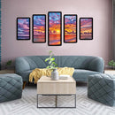 Full Cross Stitch 11CT Cotton Thread DIY 5 Panels Sea Sunset Home Decoration Set