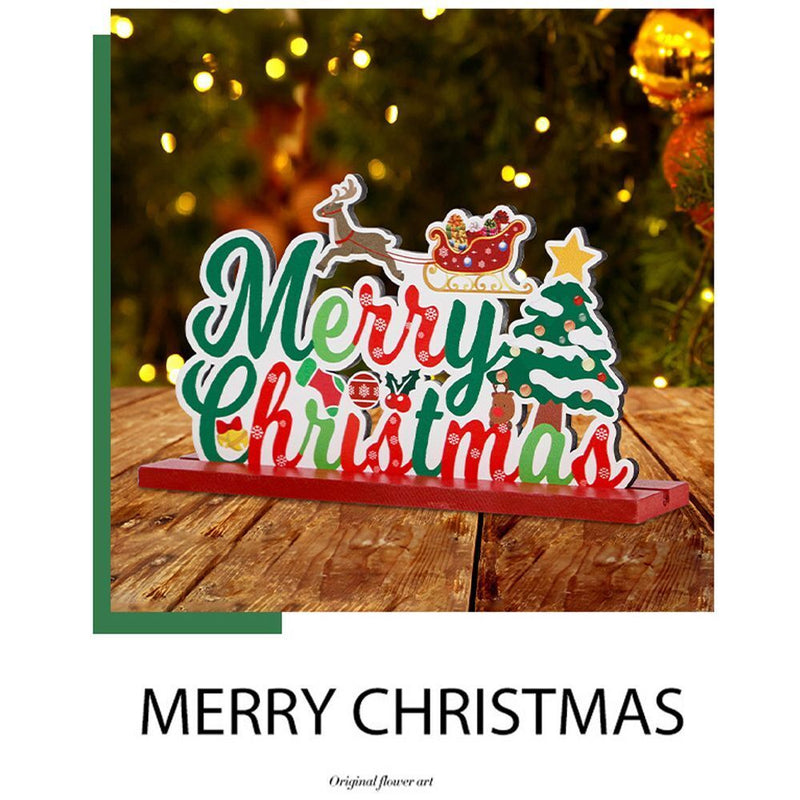 Xmas Desktop Decorations Christmas Table Decor Wooden Ornaments Desk Wood Craft
