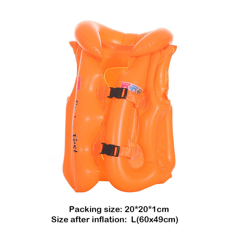 Kids Inflatable Swimsuit Life Jacket Floating Buoy Swimming Vest (Orange L)