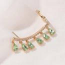 Fashion Water Drop Ear Accessories Gift Tassel Inlay Cubic Zirconia Stud Earrin`