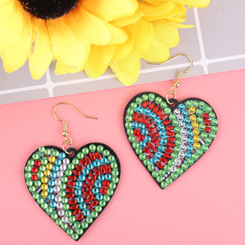 5D DIY Diamond Painting Earrings Double-sided Heart Drop Earrings (RZ016) Newly