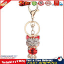 Lucky Smile Cat Crystal Rhinestone Purse Bag Car Keychains (Red) Newly