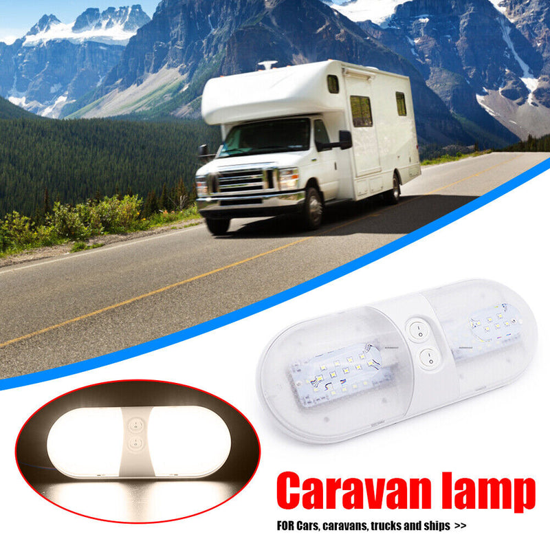 12V Dome Light Ceiling Lamp Double Switch for RV Marine Boat Yacht Camper Newly