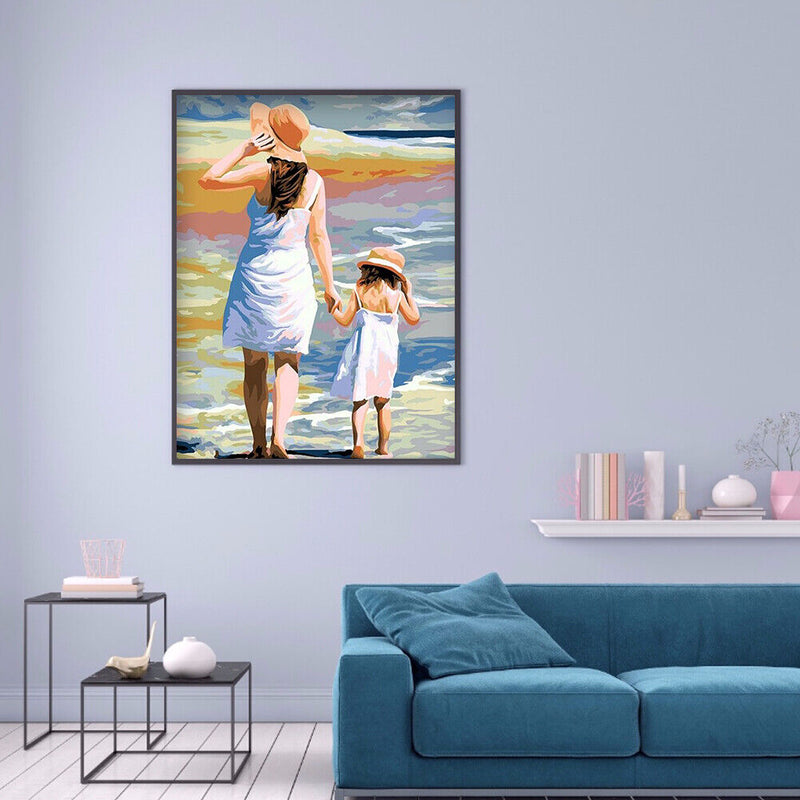 Digital Painting By Numbers Drawing DIY Mother Son Oil Picture Craft Home Dec