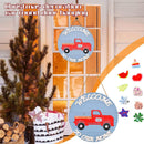 Wooden Christmas Car Home Round Hanging Door Plate w/ Replaceable Accessories/