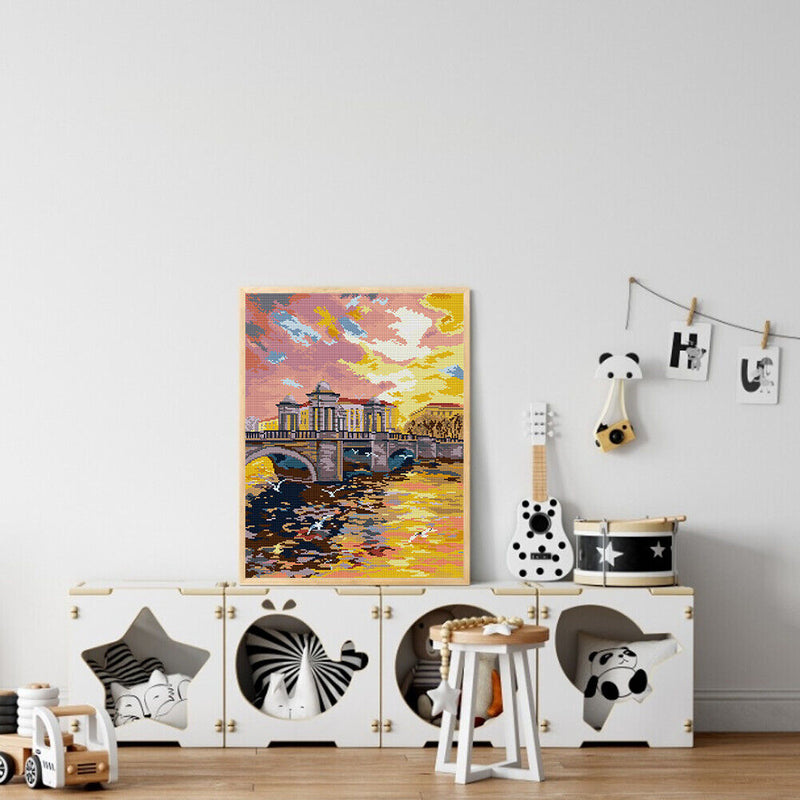 Full Cross Stitch 14CT Cotton Thread DIY Morning Glow Handmade Stamped Crafts