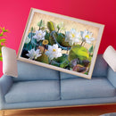 Full Round Diamond Painting Elegant White Lotus Rhinestone Mosaic Home Wall Art