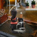 20pcs Incense Cones 1pcs Burner Buddha Waterfall Backflow Stove (Red) Newly