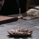 Sandalwood Stick Burner Censer Buddhism Bronze Lotus Incense Line Holder Decor