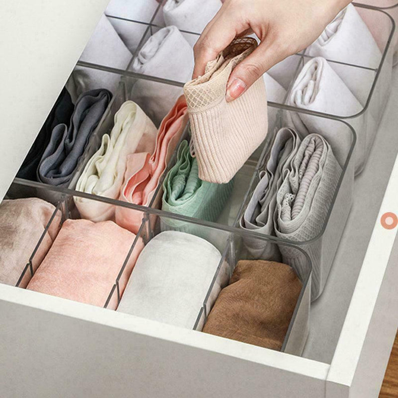 Closet For Socks Holder 4 Compartments Stackable Plastic Storage Clothes X2V5