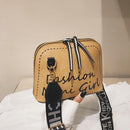 Girls Shell Leather Crossbody Shoulder Bags Wide Shoulder Strap Messenger Bags