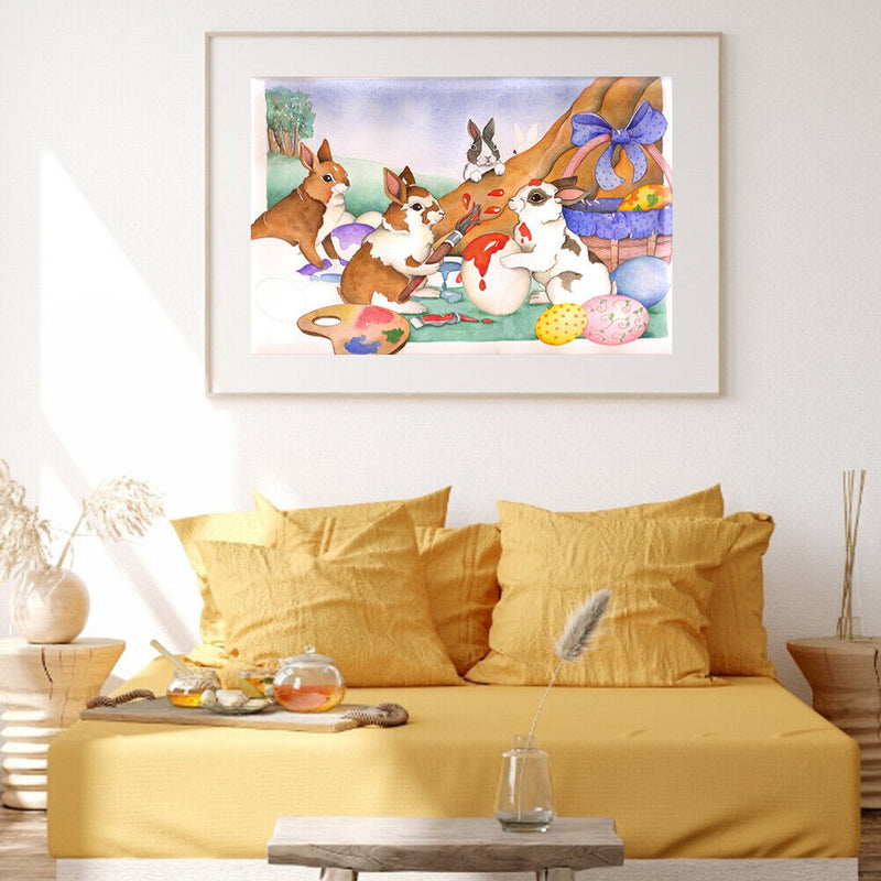 Easter Bunny Oil Paint By Numbers Kits DIY Canvas Picture Holiday Drawing