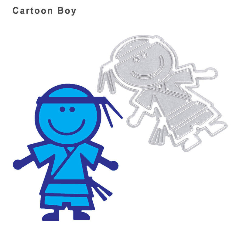 Snowvirtuos Cartoon Boy Metal Cutting Tools Stencil DIY Scrapbook Paper Cart