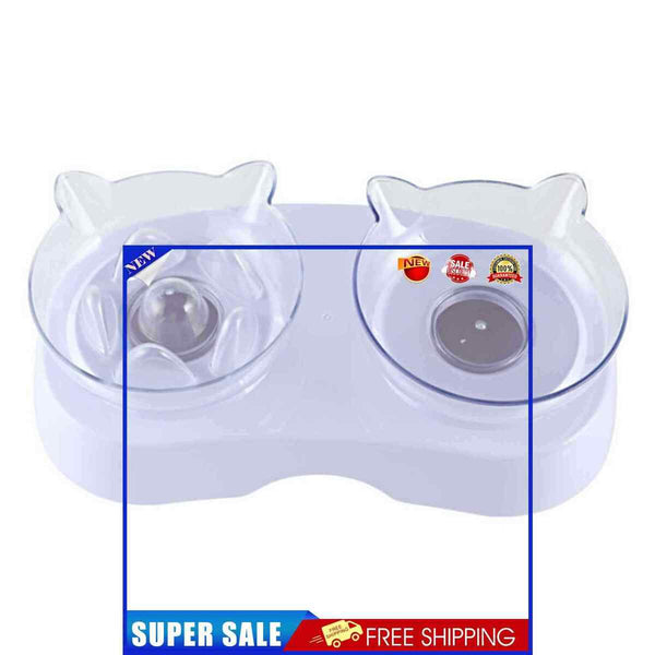 Double Cat Bowls, Raised Pet Tilted Stand Food Water Feeder Bowls for Kitten Cat