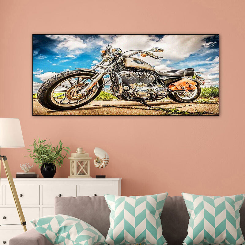 Motorcycle Oil Paint By Numbers DIY Handpainted on Canvas Wall Picture Unfr
