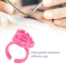 100pcs Heart Eyelash Extension Glue Ring Holder Eyelash Glue Cup (Rose Red)