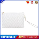 Women PU Thread Envelope Bag Solid Color Zipper Luxury Clutch Purse (White)