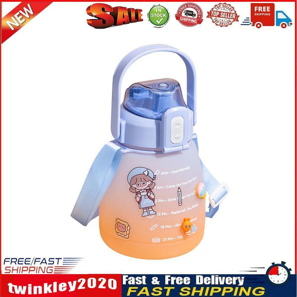 1.3L Large-capacity Water Bottle Outdoor Sports Gradient Cup (Blue Orange) Newly