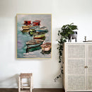 Colorful Boats Oil Painting By Numbers DIY Frameless Art Picture On Canvas
