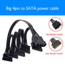 Molex 4 Pin Male to SATA 15 Pin Female Power Supply Cable 1 to 5 Cord 30 Inch