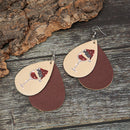 Classic Wine Glass Christmas Hat Drop Earrings Women Leather Ear Dangles Jewelry