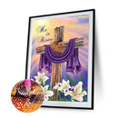 Diamond Painting Kit Purple Scarf on Cross 5D Full Round Rhinestone Picture