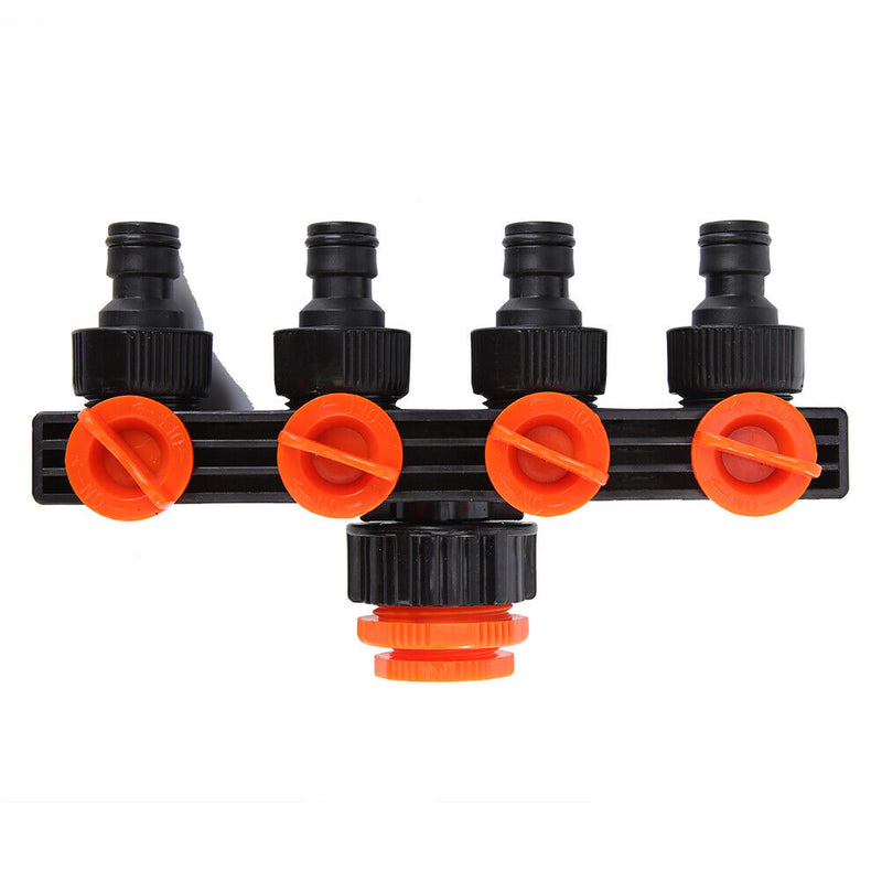 4 Way Hose Splitters Automatic Watering Pipe Linker Timer Garden Irrigation