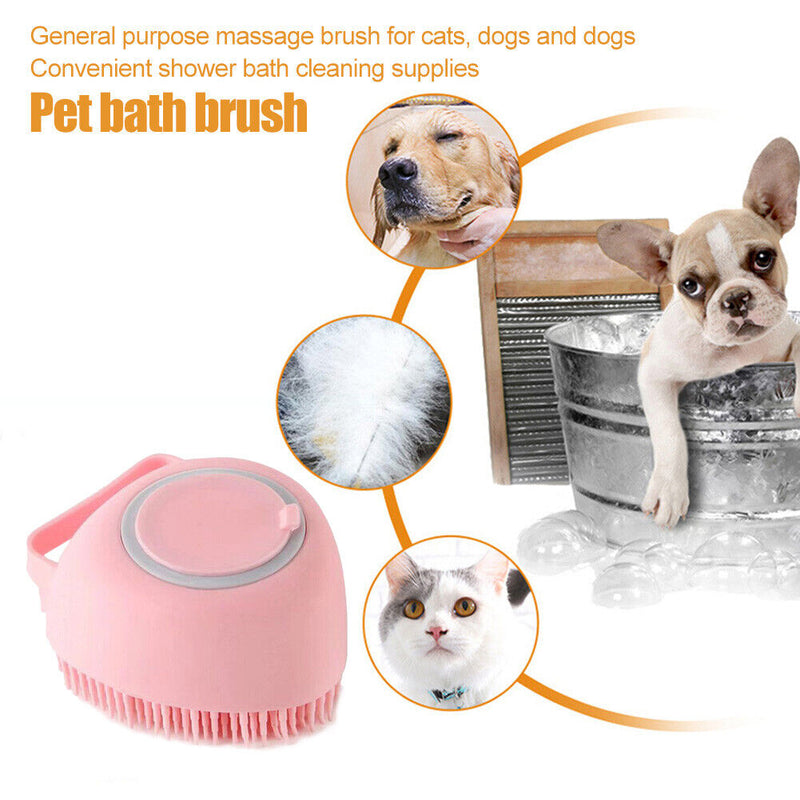 Soft Pet Dog Bath Shower Shampoo Brush SPA Massage Clean Scrubber (Pink) Newly