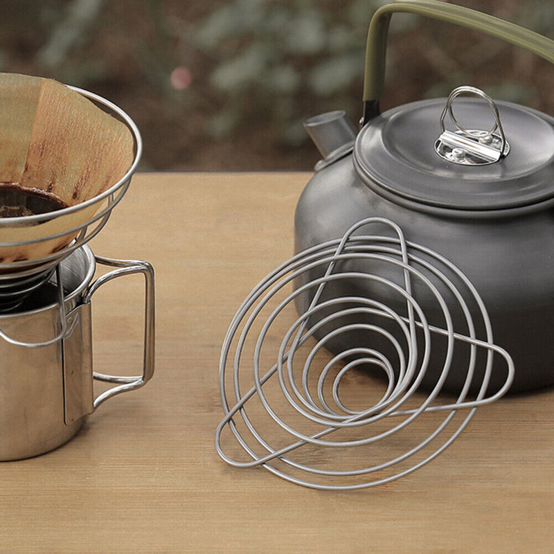 Steel Coffee Dripper Stand Holder Foldable Camping Coffee Filter Rack (L) Newly