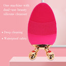 2 in 1 Facial Cleansing Brush Ultrasonic Vibration Cleaning Massager (Red)