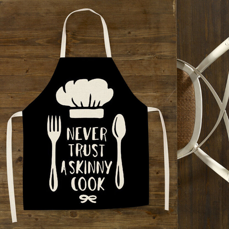 Kitchen Utensil Print Linen Apron Waterproof Home Cooking Bibs (82x68cm)