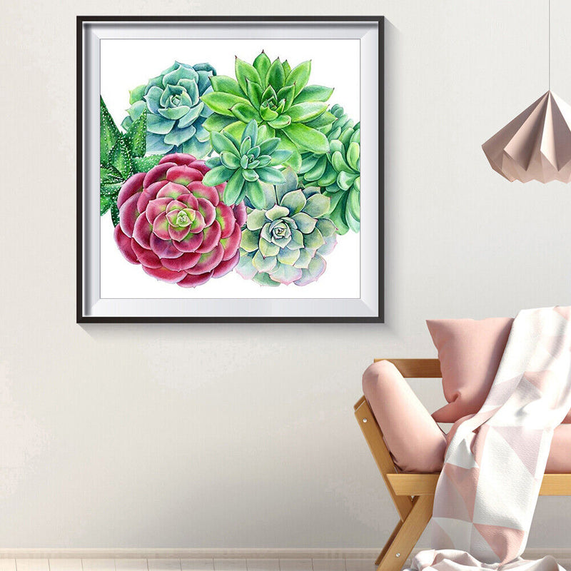 5D DIY Full Round Drill Diamond Painting Succulent Plants Embroidery Needlework