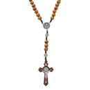 Catholic Rosary Necklace Cross Pendant Cross Necklace Wood Beads Necklace