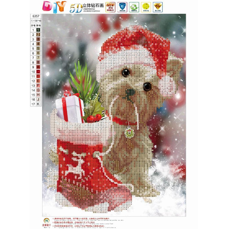 Dog Christmas Xmas 5D Diamond Embroidery Painting Rhinestone Cross Stitch
