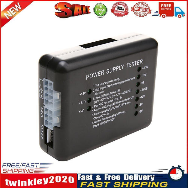 PC Power Supply Tester with 20/24 Pin SATA  HDD Connectors Newly