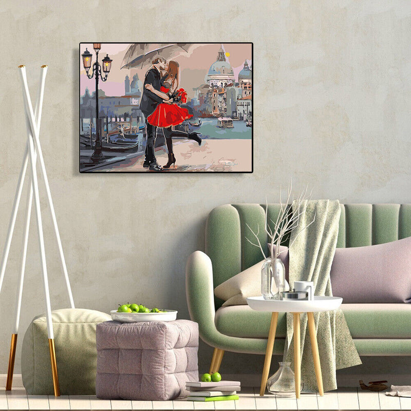 Couple Kissing Partial Oil Paint By Numbers DIY Handpainted on Canvas Arts