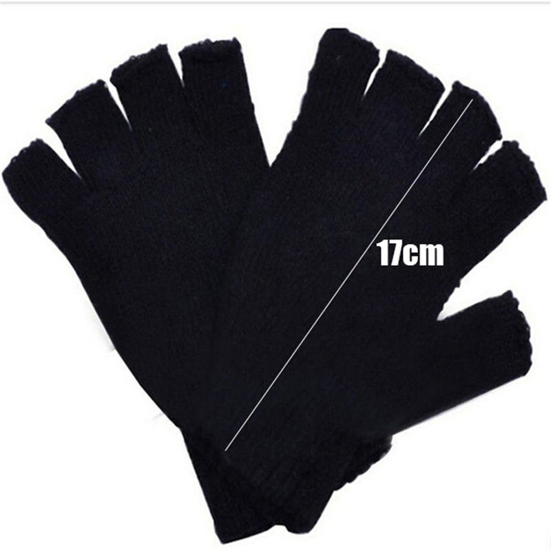 Elastic Novelty Black handwear Fingerless Gloves Half Finger Warm Knitted glove