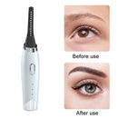 Long Lasting Electric Heated Eyelash Curler Applicator Makeup Tools (White)