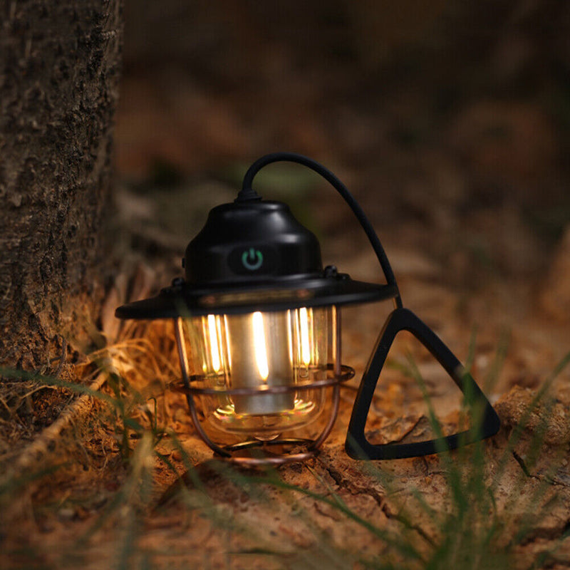 Portable Retro LED Lanterns Lamp Hanging Emergency Outdoor Camping Flashlight