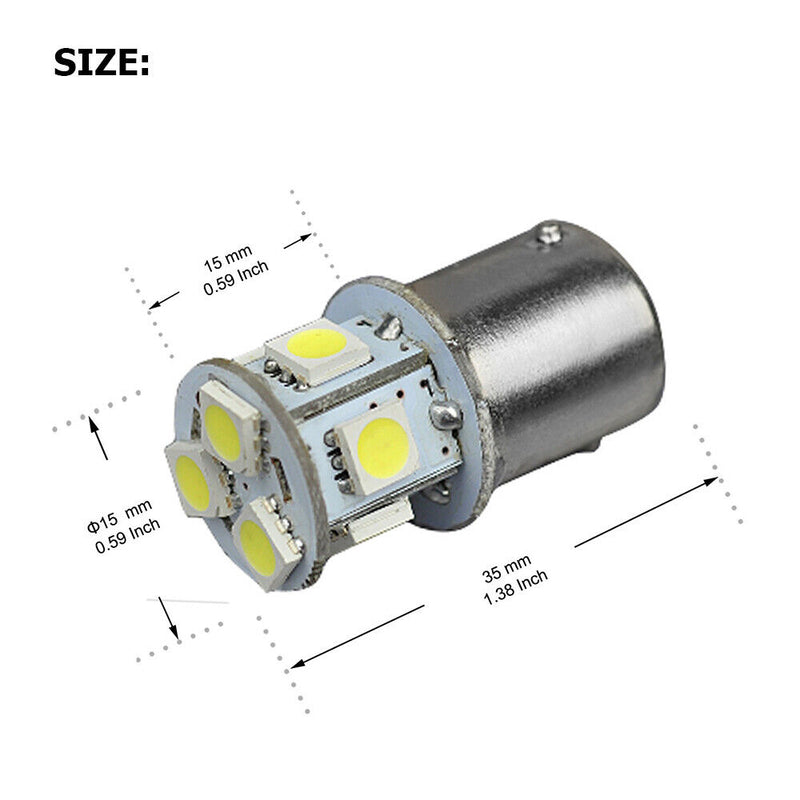 White 12V Lamp Bulb Turn Signal BA15S R5W 1156 Car Tail Light 5050 8SMD LED