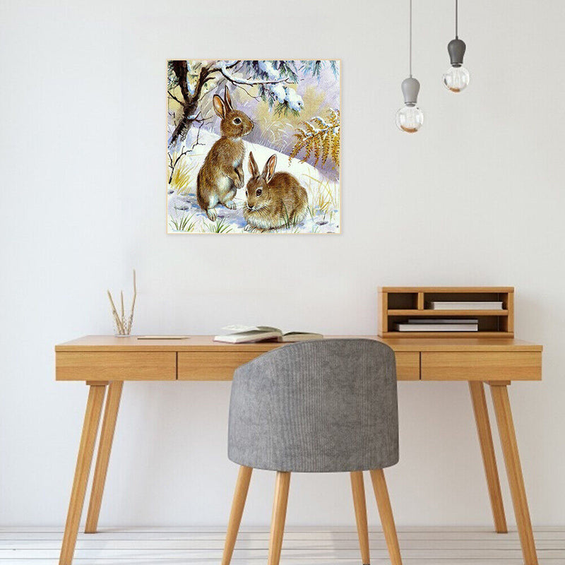 5D DIY Diamond Painting Snow Bunny Full Round Drill Mosaic Art Picture Decor