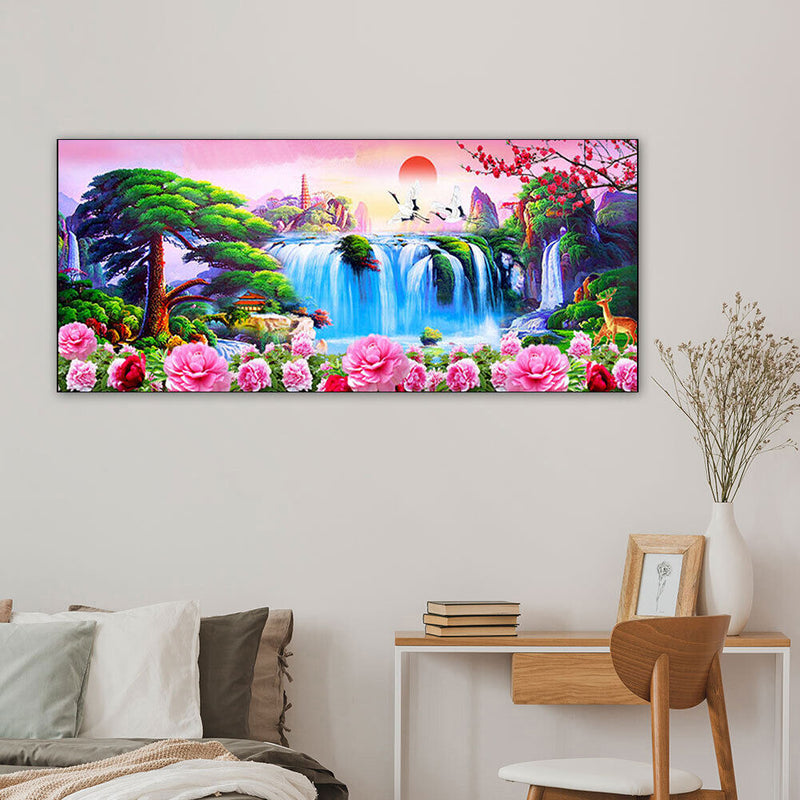 Waterfall Welcome Pine Oil Paint By Numbers Kits DIY Canvas Wall Picture Cr